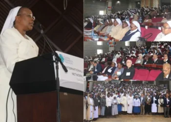 Sr. Jane Wakahiu, the Associate Vice President of Program Operations and Head of Catholic Sisters Initiative at Conrad N. Hilton Foundation, at a research symposium in Nairobi, Kenya. Credit: ACI Africa