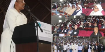 Sr. Jane Wakahiu, the Associate Vice President of Program Operations and Head of Catholic Sisters Initiative at Conrad N. Hilton Foundation, at a research symposium in Nairobi, Kenya. Credit: ACI Africa